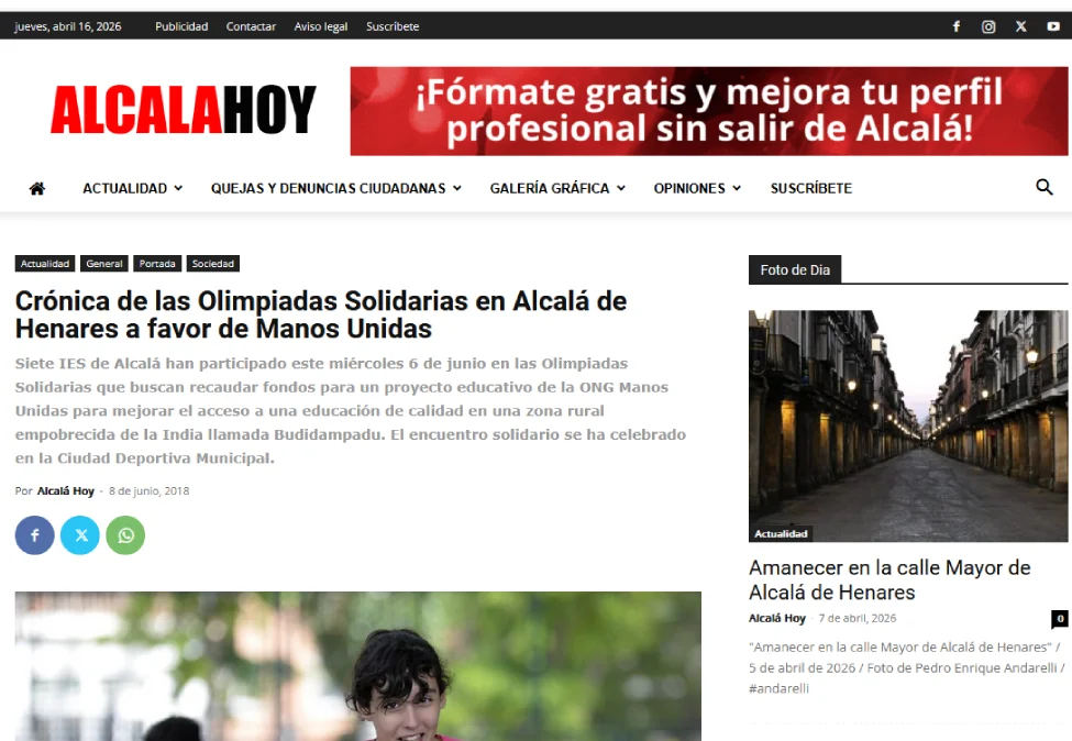 Lee más sobre el artículo Crónica de las Olimpiadas Solidarias en Alcalá de Henares a favor de Manos Unidas