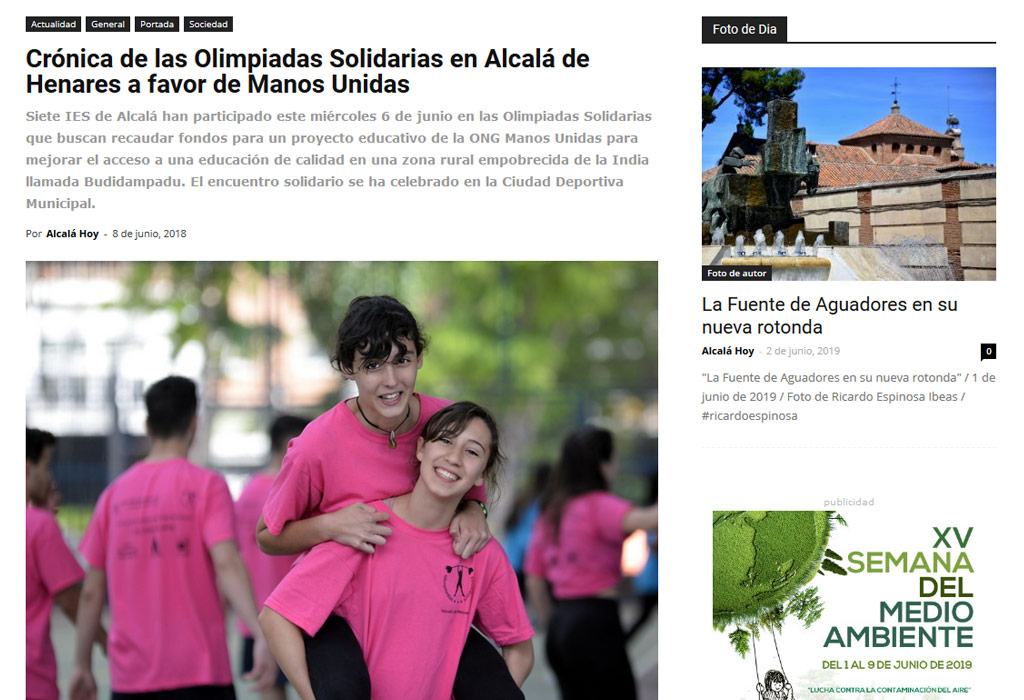 En este momento estás viendo Alcalá Hoy «Crónica de las Olimpiadas Solidarias en Alcalá de Henares a favor de Manos Unidas»